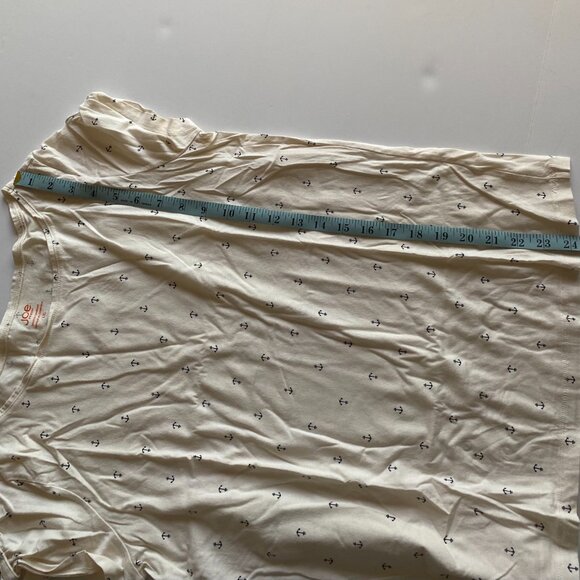 Joe Fresh White Nautical Black Anchor Boat Neck Short Sleeve Knit Tee Shirt Sz L - Picture 8 of 9